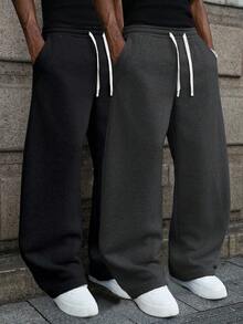 Manfinity EMRG Men's Loose Fit Casual Sweatpants,Baggy Pants,Track Pants,Jogging,Baggy Versatile Street Style Joggers Suitable For Streetwear, Casual Daily Wear, Weekend Outings, Music Festivals, Social Gatherings And More. This Pant Is An Essential Versatile Piece In A Man's Wardrobe, Making It A Great Gift For Boyfriends Or Husbands. Oversized Sweatpants  Sweats Sweatpants Wide For Men Pro Club Sweat Pants Grey Baggy Sweatpants - Multicolor - View 3