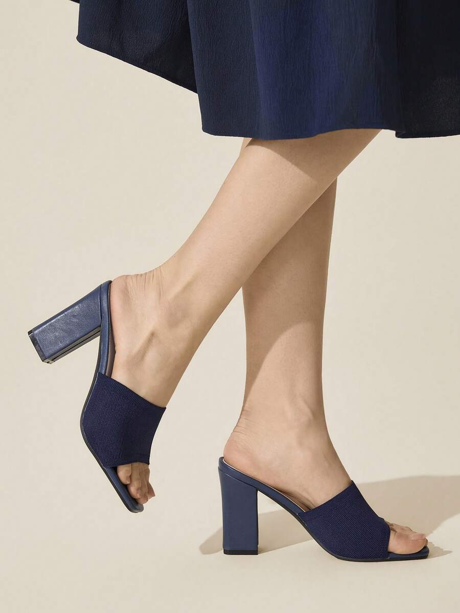 CUCCOO BASICS Sandalias de tacón alto tipo mula minimalistas y versátiles de moda de CUCCOO para Navidad - Azul 1 - Ver 1