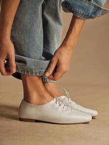 Rosivie French Retro Commuter Soft-Soled Casual Low Vamp Flat-Soled Shoes - Apricot - View 6