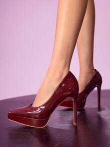 Brown patent leather