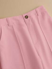 GlowEve 2pcs Dopamine Fashionable Rejuvenating Polo Collar Shirt & Pants Set - Pink - View 5