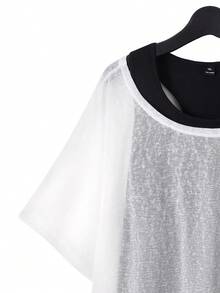 SHEIN Essnce Conjunto de 2 piezas de chaleco negro básico y cubierta protectora solar, de moda casual y cómoda para mujer talla grande, para uso diario y versátil, para verano - Blanco - Ver 3