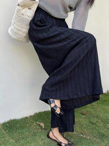 FRIFUL Women's Elastic Waist Textured Fabric Pants - Black - View 6