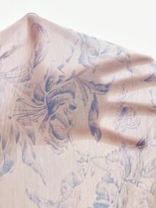 Serenescape 夏季无袖蕾丝边蓝白印花睡裙 - 白色 - 查看 6