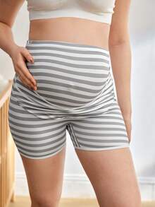 Maternity Striped High Waist Adjustable Briefs - Multicolor - View 3