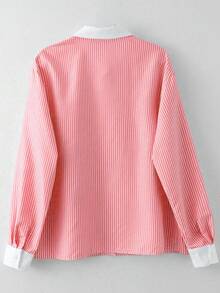 SHEIN LUNE 女士优雅法式串珠条纹派对衬衫 - 彩色 - 查看 2