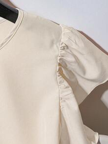 Franclia Youya 时尚简约柔软浪漫夏季女式衬衫 - 杏色 - 查看 3