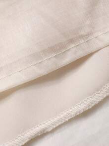 DAZY 女士法式蕾丝边饰薄纱雪纺上衣和半裙两件套 - 杏色 - 查看 3