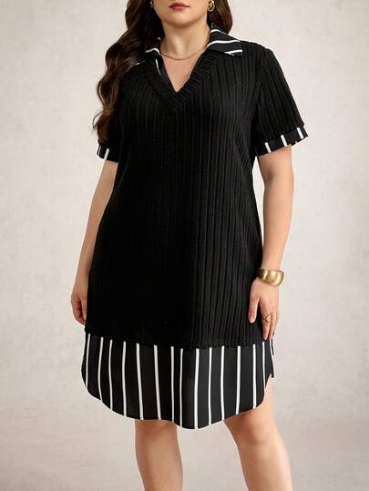 Zelara 大码女式二合一撞色休闲连衣裙