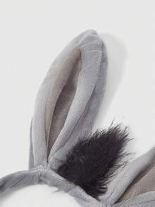 ROMWE Kawaii 2pcs/Set Funny Donkey Ears & Tail Headband With Bendable & Fixed Animal Shaped Hair Hoop Cute,Mouse Ears, School Stuff, Gifts, Hair Accessories - Light Grey - View 8