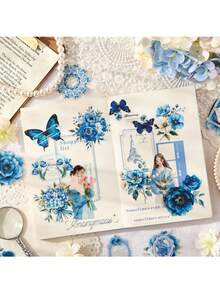 4pcs Vintage Floral Time Creative Sticker Set | Cross-Border Student PET Journal Stickers, DIY Scrapbook Supplies - suit - View 1