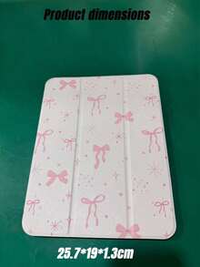 精致可爱的卡通粉色蝴蝶结扁平外壳，防震耐用，带笔槽，支持睡眠/唤醒功能 - 彩色 - 查看 9