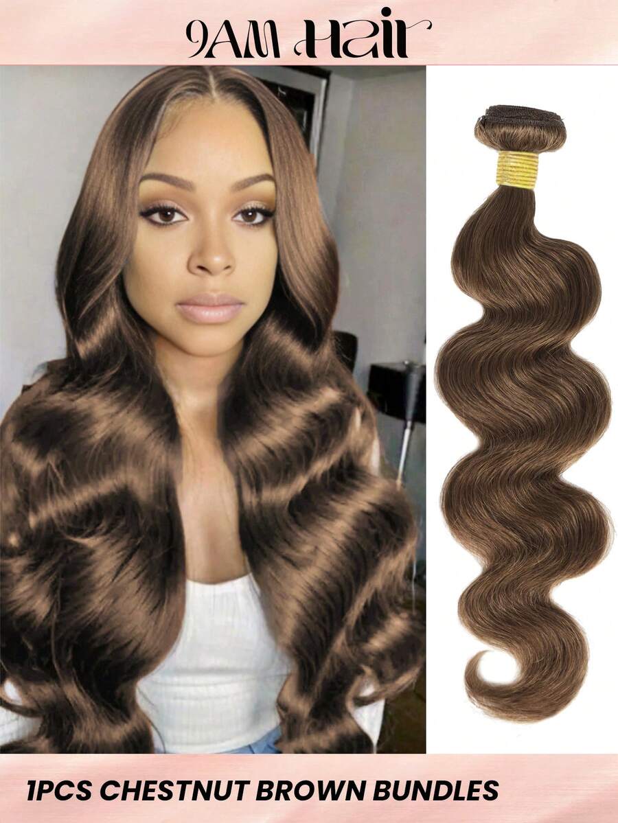 Paquetes De Cabello Castaños Color #4 Ondas De Cuerpo - 1 Paquete De Paquetes De Ondas De Cuerpo De Cabello Humano De Color Marrón Claro