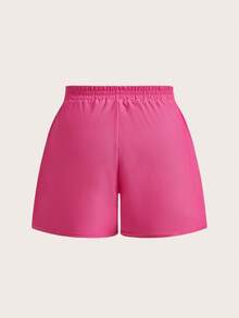 Comfortcana Quần short hè kẻ sọc hồng bên hông dành cho người có thân hình mũm mĩm. - Màu Hồng Tươi - Xem 2