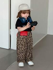 DAZY Toddler Girls' Leopard Print Casual Loose Harem Pants, Spring/Summer Korean Style - Coffee Brown - View 7