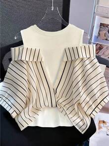 GlowEve Striped Faux Two-Piece Shirt Vacation Outfits For Women - Multicolor - View 2