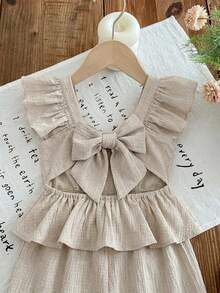 LMoss Kids 2pcs Young Girl Set: Woven Collared Ruffle Trim Blouse And Woven Loose Fit Pants - Apricot - View 9
