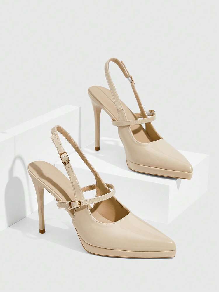 CUCCOO SZL Women Shoes Women's Pointed ToeThin High Heel Heightening Water Table Apricot Word With Women's High Heel Shoes Slingback Shoes Wedding Party Banquet Nightclub Fashion Simple High Heel Women's Shoes Valentine's Day