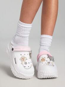 ROMWE Kawaii 2025 New Thick Sole Clogs Sandals Women, Fashion Party Casual Outdoor Cute Cartoon EVA Beach Summer Spring Wear - White - View 3