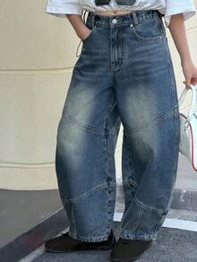 DAZY Tween Girls' Baggy Flared Loose Casual Jeans - Blue - View 4