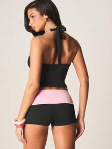 MISSGUIDED Quần short thể thao mini phối màu tương phản với cạp gập và chi tiết viền trang trí, thích hợp cho trang phục thường ngày mùa hè. - Nhiều màu - Xem 5