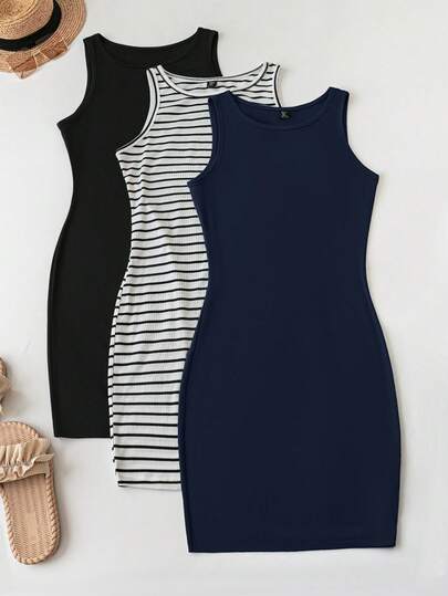 SHEIN LUNE 3件套/加大码休闲简约连衣裙套装，适合户外和居家穿着，节日复古风夏季外出春季女装，夏季波西米亚风复古夏季女装，圣帕特里克节服装，复活节夏季服装，春季女装，海滩圣帕特里克节复活节休闲套装，夏季度假服装，复活节狂欢服装，节日波西米亚风女装，乡村风格服装，乡村音乐会服装