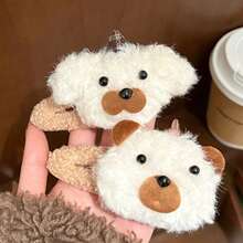 1pc Autumn Winter Plush Bear & Dog Hair Clips, Sweet Cute BB Clips, Girl's Front Bangs & Flyaway Hair Pins - Multicolor - View 4