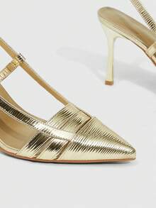 CUCCOO SZL Women's Pointed Toe Buckle Design Fashionable High Heels, Versatile For Daily Wear - Gold - View 10