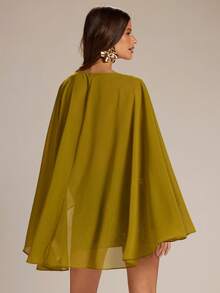 SHEIN BAE 女士简约纯色前短后长披肩领上衣 - 黃色 - 查看 2