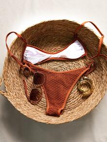 Swim Vcay Bộ đồ bơi nữ với dây đeo mảnh, thiết kế lưới khoét hở và trang trí hạt hổ phách, kiểu dáng thời trang và gợi cảm. - Nhiều màu - Xem 3