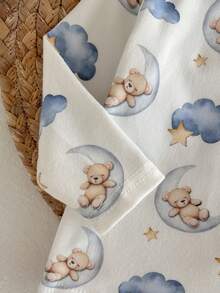 Loomiva 新生儿男女宝宝卡通熊、月亮和云朵图案针织柔软圆领长袖上衣和松紧腰裤两件套 - 彩色 - 查看 7