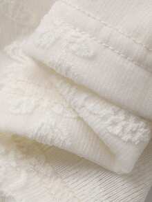 DAZY Áo cardigan nữ tay ngắn cổ vuông thắt nơ eo, chất liệu vải có họa tiết, dáng ôm, kiểu dáng ngắn, phong cách thường ngày. - trắng - Xem 6