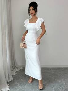 Elenzga Elegant Casual Commuter Women's Long Dress, White Dress, Suitable For Vacation, Casual Wear, Holiday, Summer Elegant Beach - White - View 4