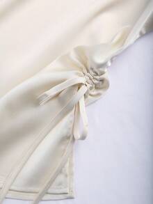 GlowEve Blusa de mujer con cuello redondo, cordón y mangas cortas con cuentas - Albaricoque - Ver 3