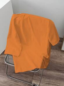 Manfinity RSRT Camiseta casual de cuello redondo y manga corta para hombres, versátil para el verano - Naranja Quemada - Ver 3