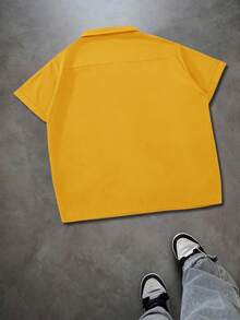 Manfinity EZcore 男士时尚休闲短袖衬衫，口袋设计，宽松版型，适合通勤、户外活动、大学校园、节日礼物等多种场合。 - 黃色 - 查看 2