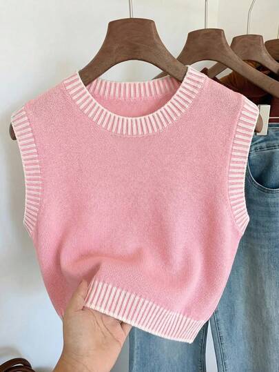 Comfortcana Women's Casual Versatile Crew Neck Knit Top, Suitable For Daily Wear