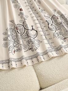 GlowEve 2026春夏新款女士印花度假中袖连衣裙 - 杏色 - 查看 5