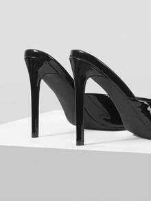 Mnmlis 女士高跟凉鞋，带跟拖鞋，露趾鞋 - 黑色 - 查看 7