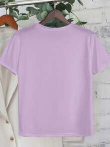EMERY ROSE Plus Size Casual Letter LIMITED Edition T-Shirt Hot Diamond Pattern Round Neck Top Casual Graphic Tees Women Tops - Purple - View 2