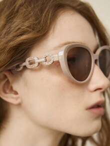 MOTF PREMIUM FASHIONABLE STREET STYLE KHAKI CAT FASHION GLASSES - coffee color - View 4