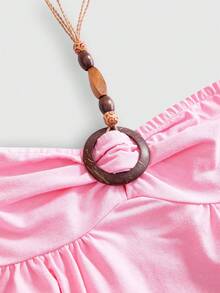 ROMWE Avant 复古亚文化串珠露背修身女式背心 - 粉色 - 查看 3