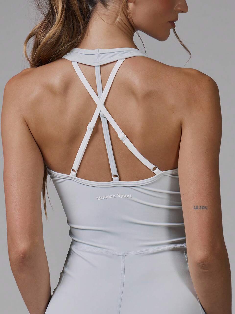 Active Contrast Halterneck Playsuit Unitard Workout Gym Pilates Fitness Daily Casual Banana Pudding Summer