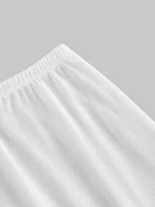 Comfortcana Plus Size Solid Color Mesh Bodycon Mini Skirt - White - View 4