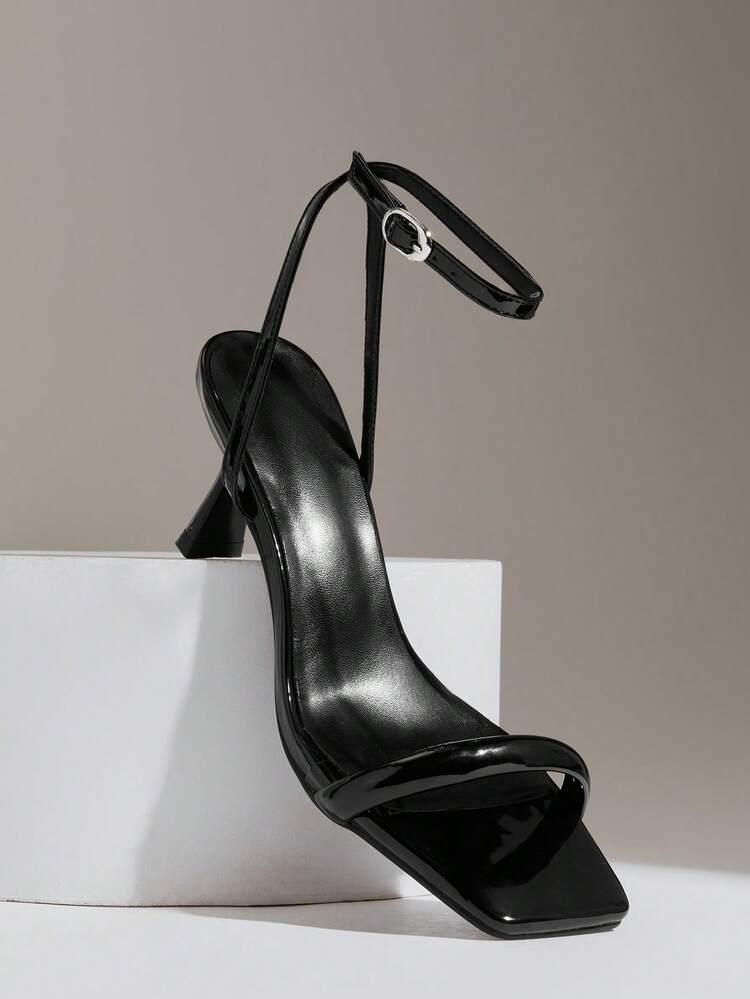 SHUZIA Sandali con cinturino alla caviglia e tacco a spillo eleganti e minimalisti per donna - nero - Visualizzare 5