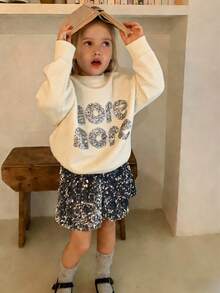 DAZY Girls (Small) Round Neck Korean Style Letter Casual Loose Long Sleeve Sweater - White - View 4