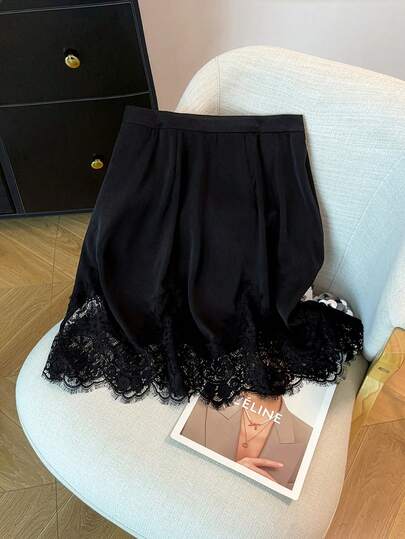 GlowEve CURVE 大码女式收腰蕾丝亮面面料优雅A字裙