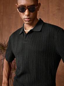 AKNOTIC Business Casual 男士撞色拼接领半开襟短袖休闲衬衫,夏季送给老公男友的简约时尚通勤短袖T恤,休闲纯色短袖Polo衫,男士约翰尼领纹理Polo衫,华夫格针织短袖衬衫,休闲纯色无扣Polo衫,男士夏季针织套头衫,男士短袖Polo衫,休闲纯色纹理华夫格针织约翰尼领套头衫夏季T恤,Old Money男士针织衬衫,男士纽扣针织Polo衫V领卫衣 - 黑色 - 查看 5