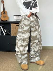 STEELVANCE 时尚多口袋铆钉设计休闲宽松直筒牛仔裤 - 軍綠色 - 查看 4