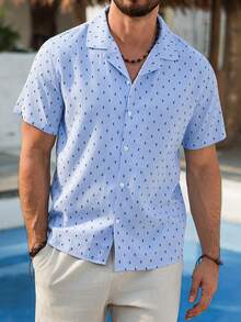 VENTUSAIL 男士波点短袖单排扣休闲衬衫 - 彩色 - 查看 6